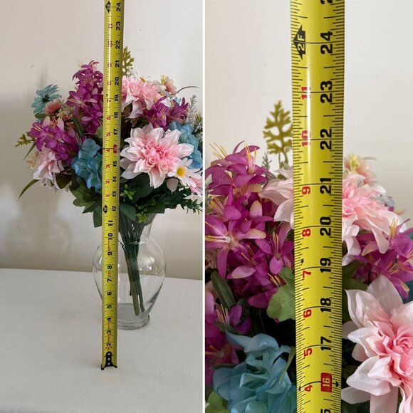 Large Silk Flower Arrangement from Upcycled Mixed Florals Hand Painted Details - Picture 9 of 17